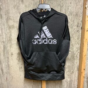 adidas Climawarm Black Fleece Pullover Hoodie Logo Pockets Women's Size M